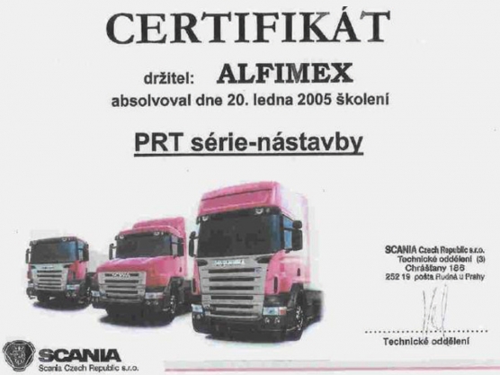 Certifikát SCANIA
